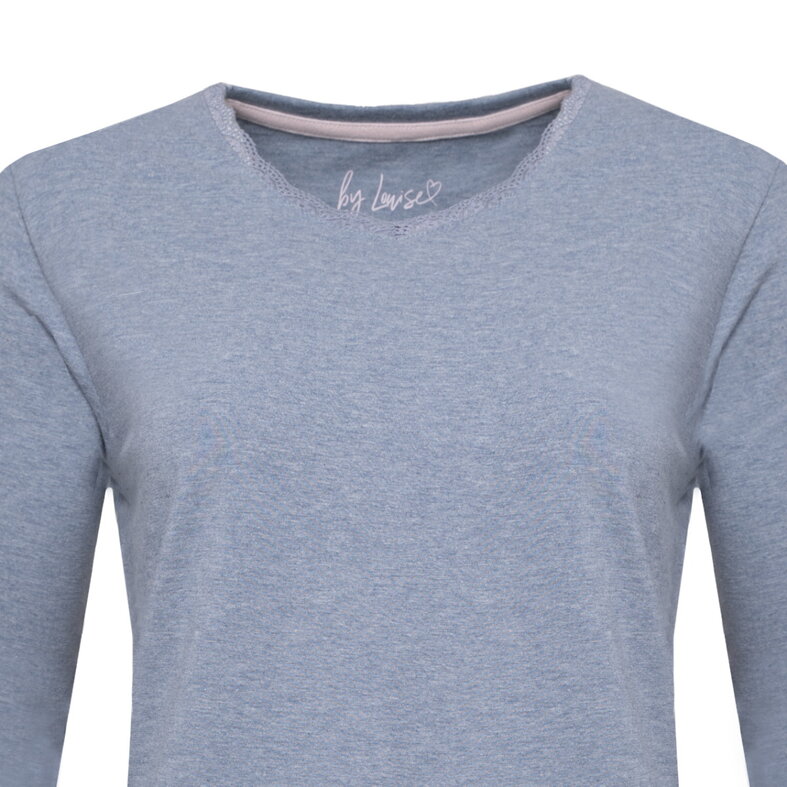 By Louise By Louise Women's Pajama Set Long Sleeve Cotton Grey / Flower Print