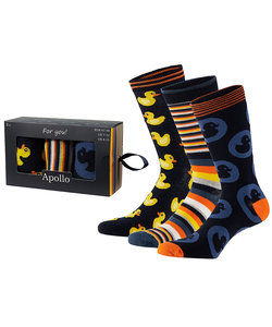 Apollo Men's Socks With Print Giftbox Rubber Ducks 3-Pack