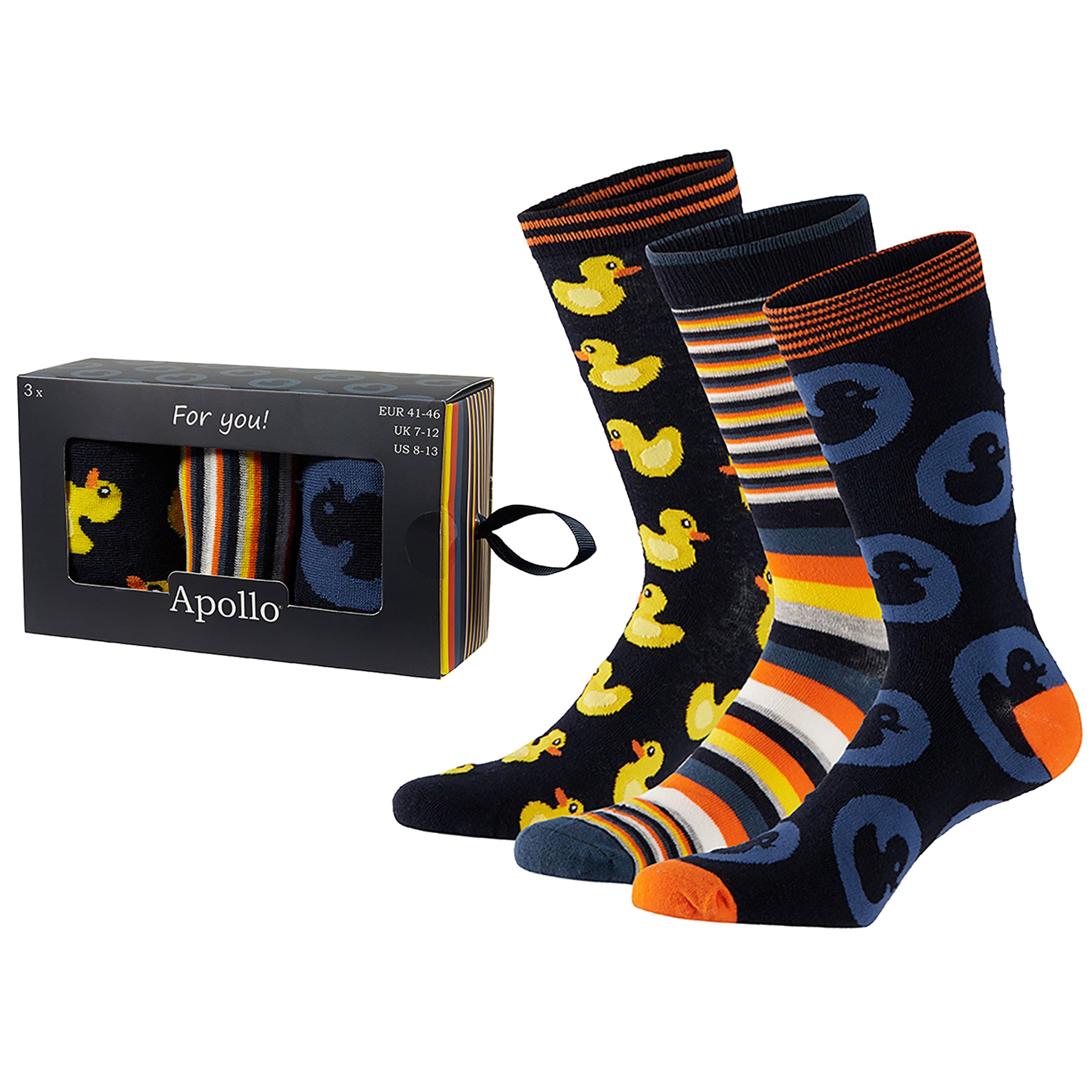 Apollo Apollo Heren Sokken Met Print Giftbox Badeendjes 3-Pack