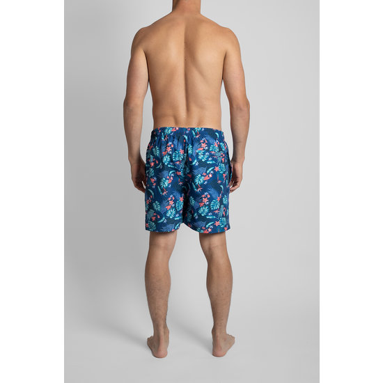 Happy Shorts Happy Shorts Men's Swim Shorts With Hawaii Print Blue