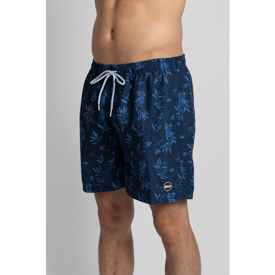 Happy Shorts Happy Shorts Men's Swim Shorts With Hawaii & Pineapples Print Blue