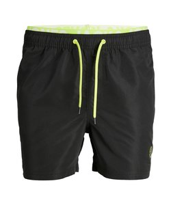 Jack & Jones Swim Shorts Men JPSTFIJI Double Waistband Black / Neon