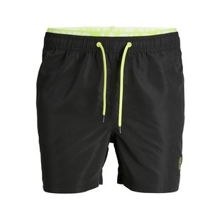 Jack & Jones Swim Shorts Men JPSTFIJI Double Waistband Black / Neon