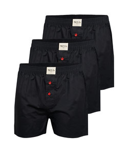 Phil & Co Wijde Boxershorts Heren Effen Zwart 3-Pack