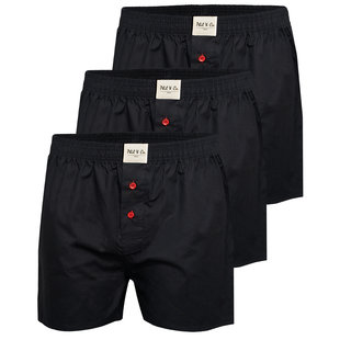 Phil & Co Wide Boxer Shorts Men Solid Black 3-Pack