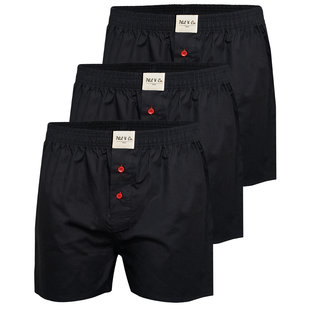 Phil & Co Wijde Boxershorts Heren Effen Zwart 3-Pack