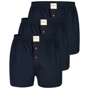 Phil & Co Wijde Boxershorts Heren Effen Blauw 3-Pack