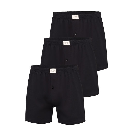 Phil & Co Phil & Co Wide Boxer Shorts Jersey Stretch Solid Black 3-Pack