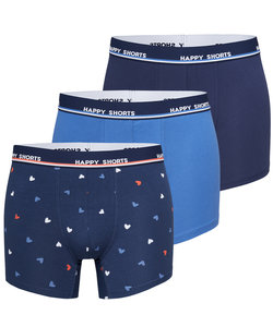 Happy Shorts 3-Pack Boxer Shorts Men Maritim Hearts Print