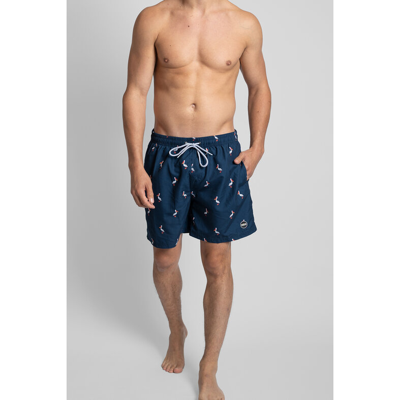 Happy Shorts Happy Shorts Zwemshort Heren Met Pelikaan Print Blauw