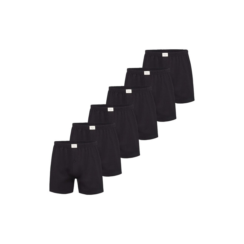 Phil & Co Phil & Co Wijde Boxershorts Jersey Stretch Effen Zwart 6-Pack