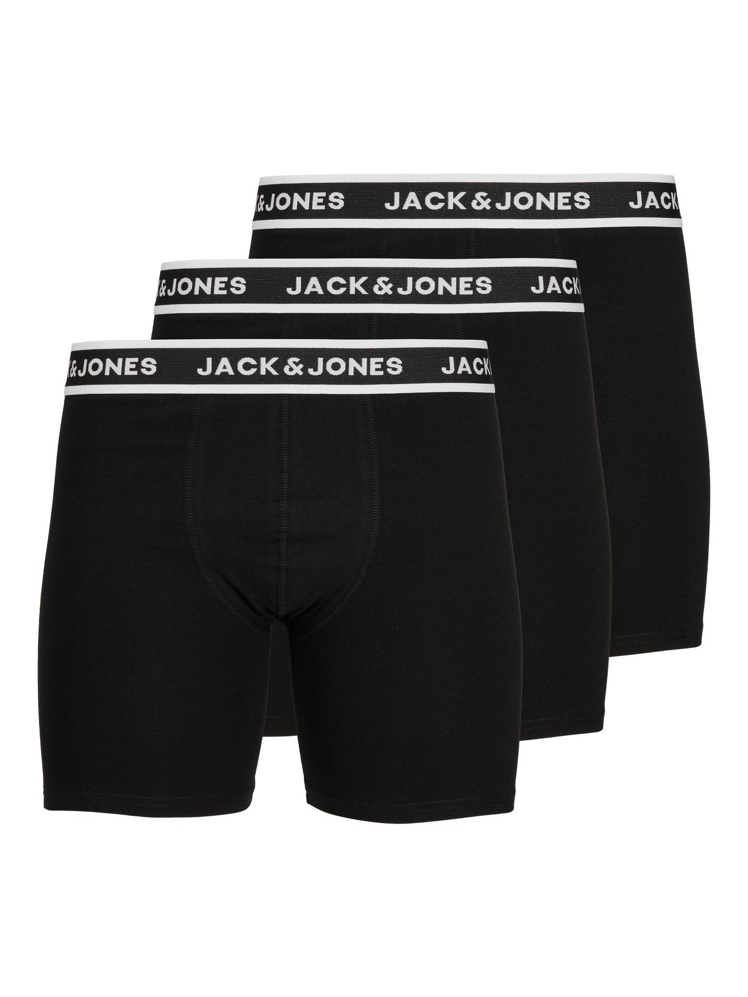 Jack Jones Jack Jones Heren Boxershort Lange Pijp JACSOLID Boxer Briefs 3 Pack Zwart