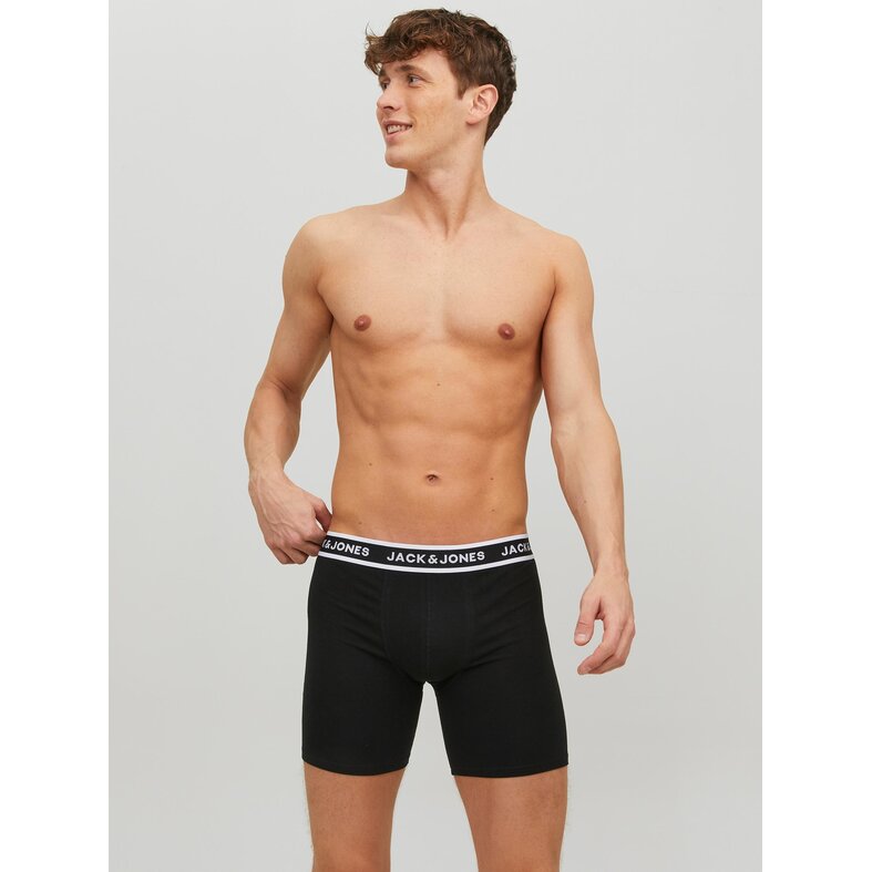 Jack & Jones  Jack & Jones Zwarte Heren Boxershort Lange Pijp JACSOLID Boxer Briefs 3-Pack Zwart