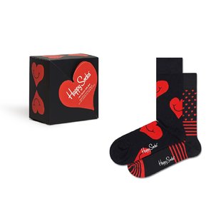 Happy Socks Sokken Hartjes Print Valentijn Giftbox 2-Paar