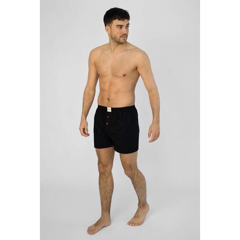 Phil & Co Phil & Co Wijde Boxershorts Heren Geweven Katoen Effen Zwart 3-Pack