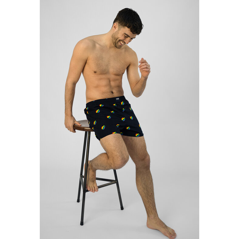Happy Shorts Happy Shorts Wijde Boxershort Pride Regenboog Hartjes