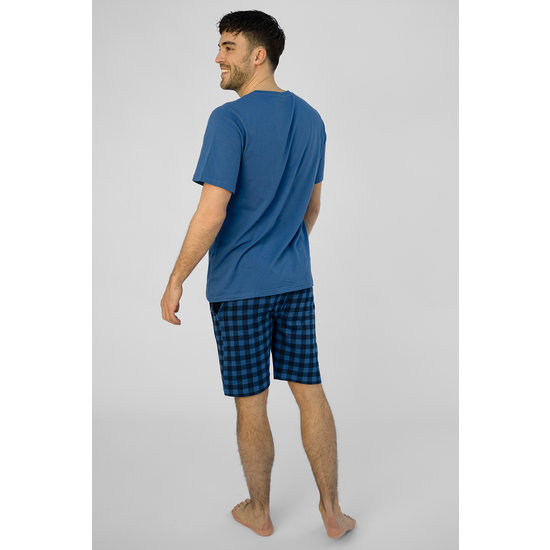 Phil & Co Phil & Co Shortama Men's Pajama Set Cotton Blue Checkered