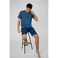 Phil & Co Phil & Co Shortama Men's Pajama Set Cotton Blue Checkered