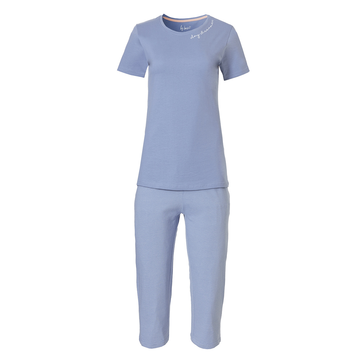 By Louise By Louise Dames Capri Pyjama Set Blauw 3 4