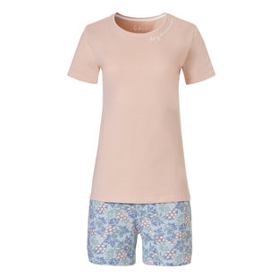 By Louise Dames Pyjamasets Shortama + Top Soft Orange Flower