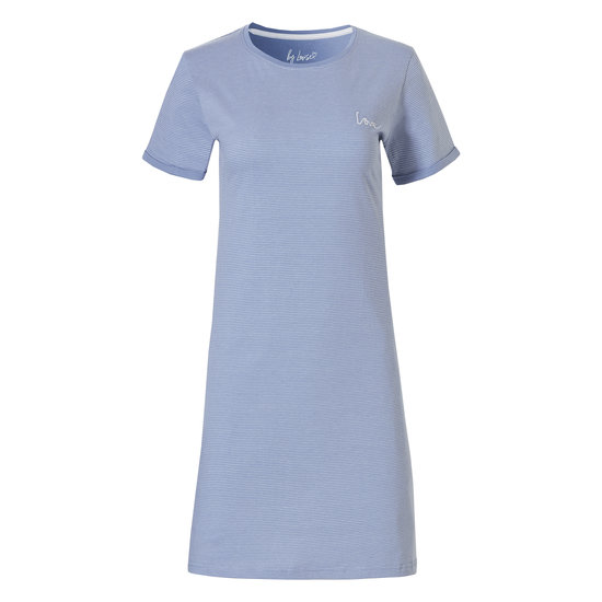 By Louise By Louise Ladies Nightdress Short Sleeve Striped Light Blue