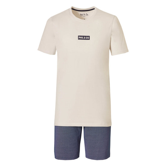 Phil & Co Phil & Co Shortama Men's Pajama Set Cotton Ecru