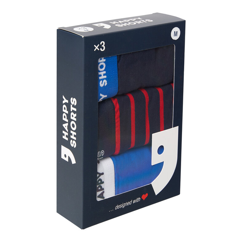 Happy Shorts Happy Shorts 3-Pack Boxershorts Heren Maritim Gestreept