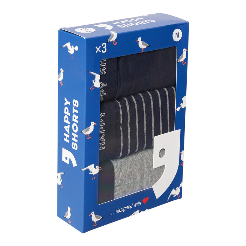 Happy Shorts Happy Shorts 3-Pack Boxershorts Heren Maritim Gestreept