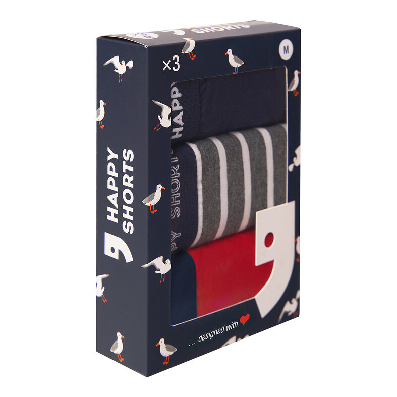 Happy Shorts Happy Shorts 3-Pack Boxershorts Heren Maritim Gestreept