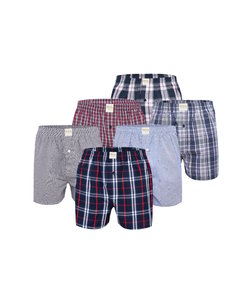 Phil & Co 6-Pack Wide Boxer Shorts Men Woven Cotton Multipack 6-Pack