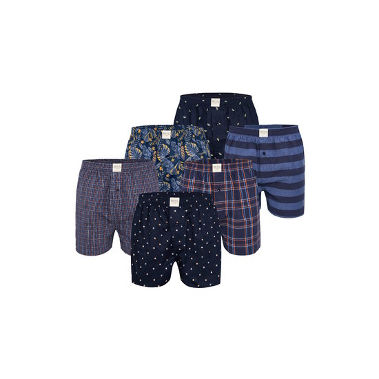 Phil & Co Phil & Co 6-Pack Wijde Boxershorts Heren Geweven Katoen Multipack 6-Pack