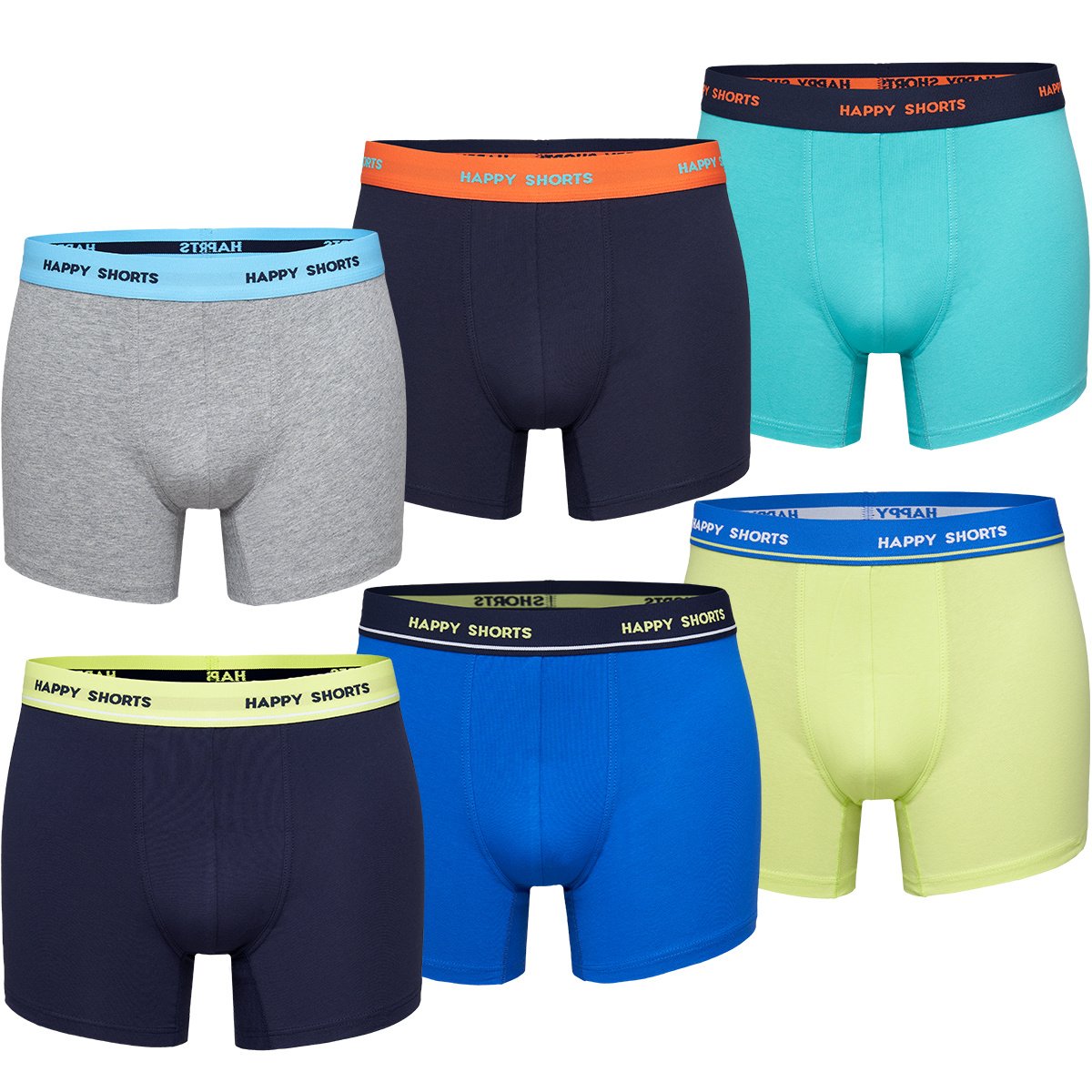 Happy Shorts Happy Shorts Boxershorts Heren Multipack 6 Pack NEON
