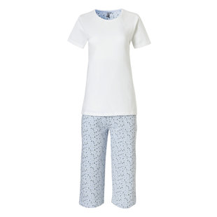 By Louise Women's Capri Short Pajama Set White / Blue