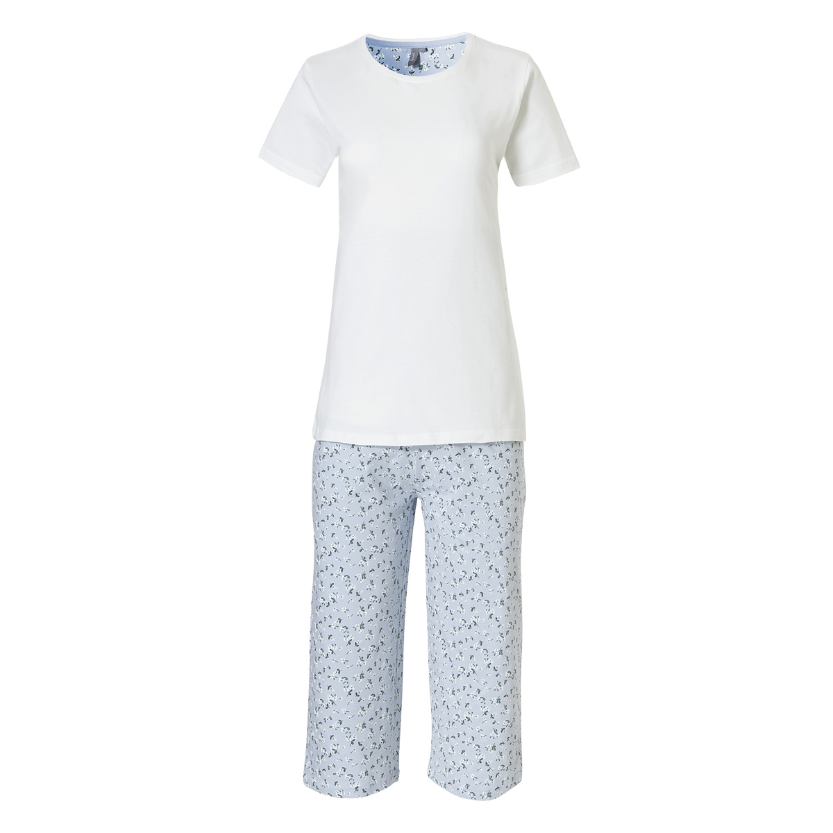 By Louise By Louise Dames Capri Korte Pyjama Set Wit Blauw