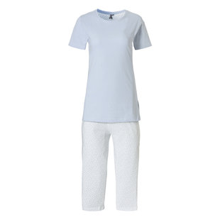 By Louise Dames Capri Korte Pyjama Set Blauw / Wit