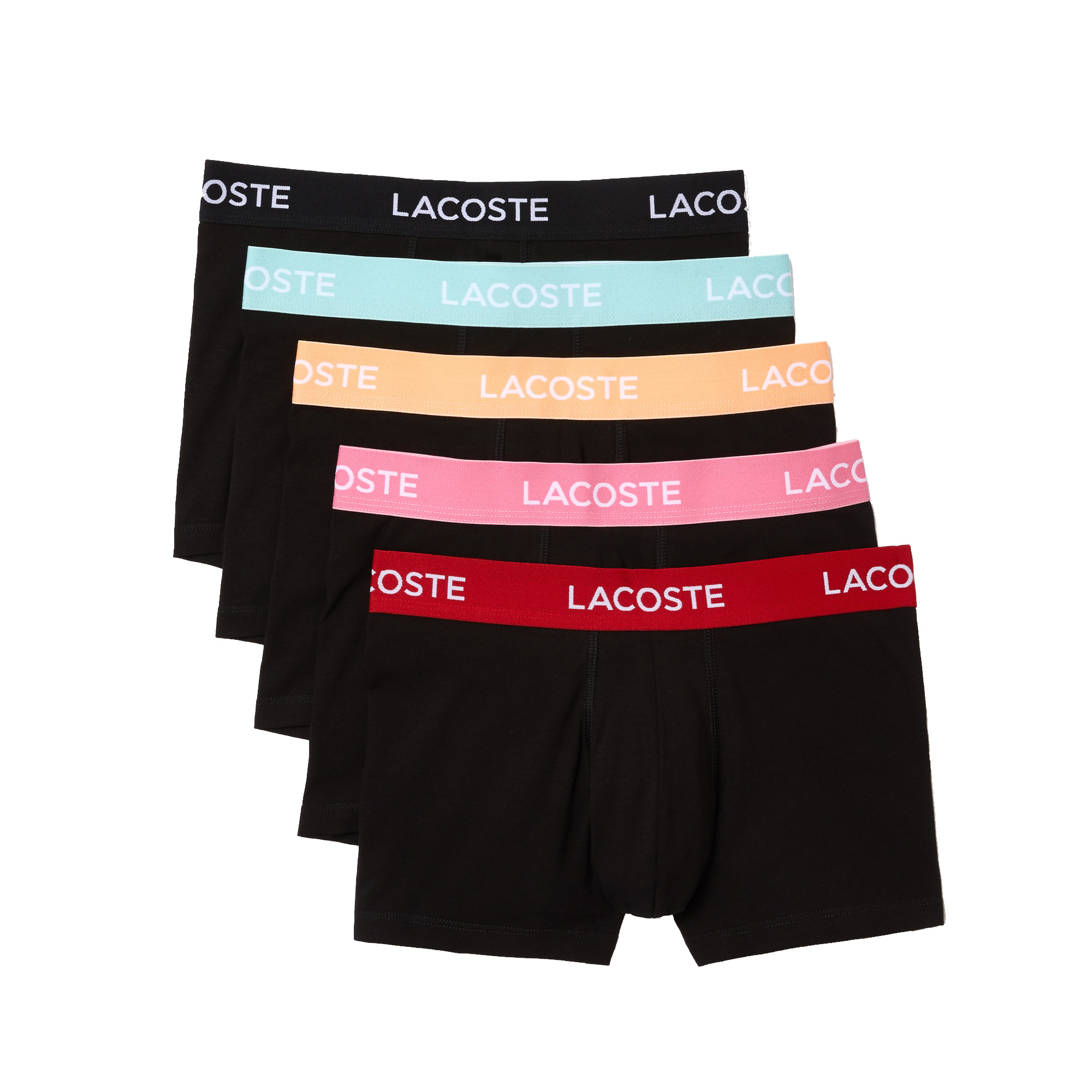 LACOSTE Men’s 5 Pack Casual Cotton Stretch Trunks/ Boxers Underwear Sz L  White