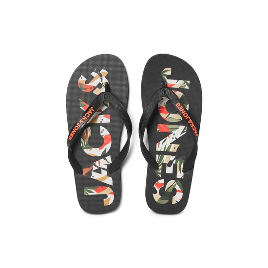 Jack & Jones Jack & Jones Flip Flops Mens JFWLOGO Palm Print Black