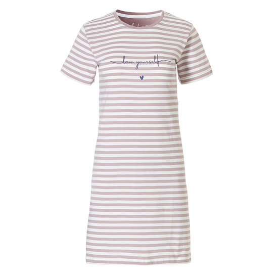 By Louise By Louise Women's Nightgown Love Yourself Short Sleeve Striped Soft Pink