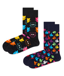 Happy Socks Dames Heren Sokken Classic Cat Socks 2-Pack