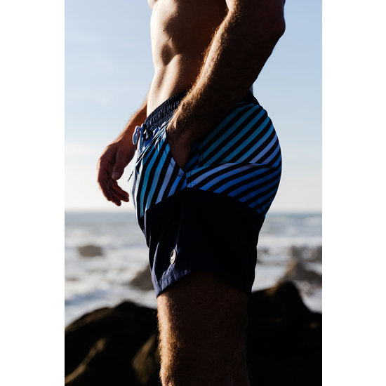 Happy Shorts Happy Shorts Men's Swimming Shorts Water Color Stripes Blue