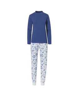 By Louise Women's Pajama Set Long Sleeve + Pants Blue / White