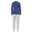 By Louise By Louise Dames Pyjama Set Interlock Lange Mouw + Broek Blauw / Wit