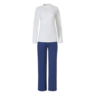 By Louise Women's Pajama Set Long Sleeve + Pants White / Blue