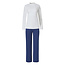 By Louise By Louise Women's Pajama Set Interlock Long Sleeve + Pants White / Blue