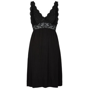 By Louise Slip Dress Ladies Nightgown With Lace Black