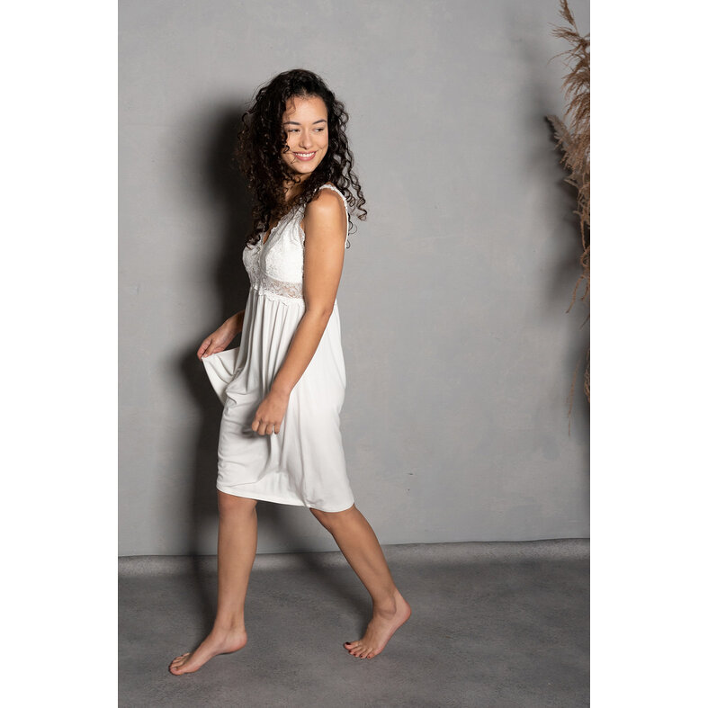 By Louise By Louise Slip Dress Ladies Nightgown With Lace White