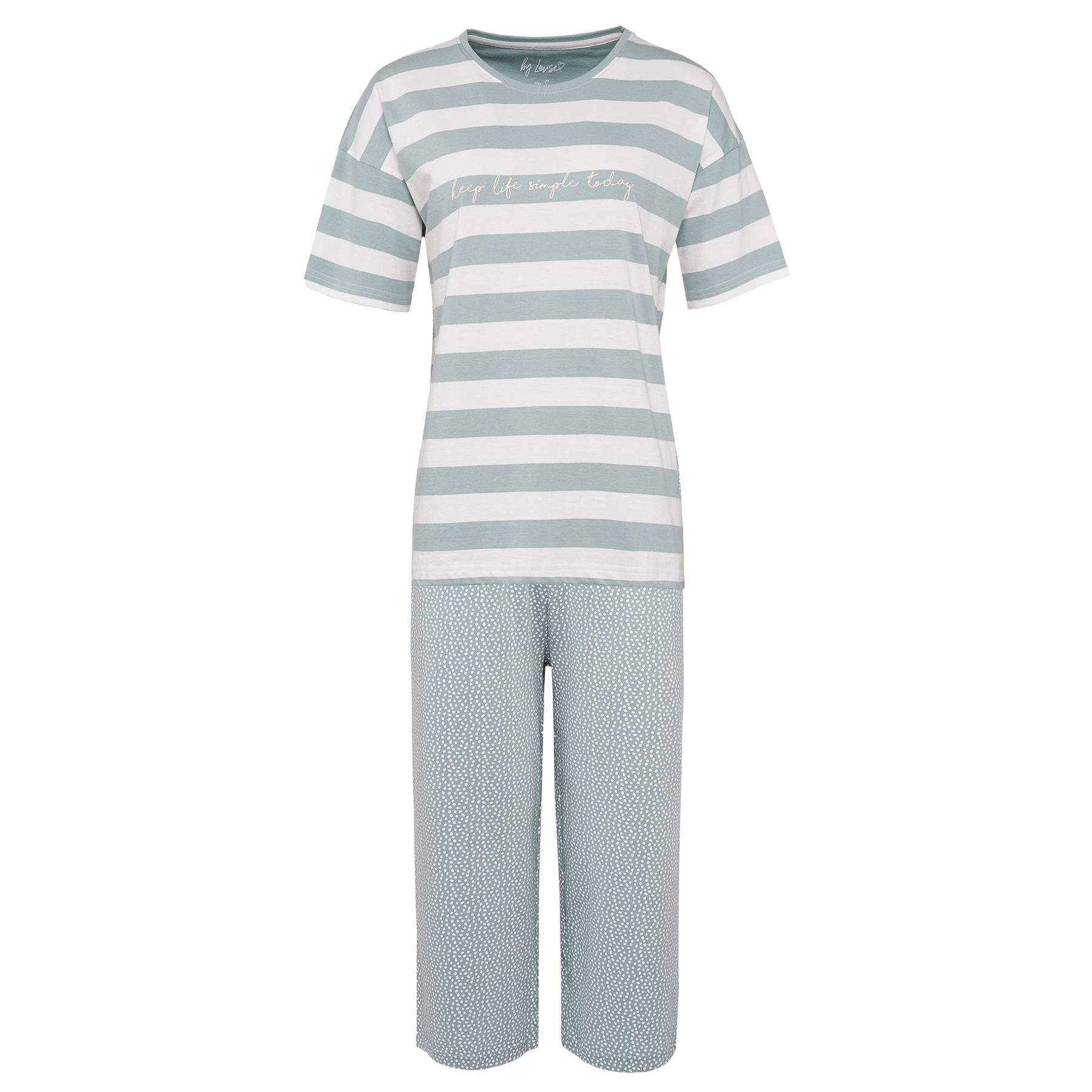 By Louise By Louise Dames Capri Korte Pyjama Set Mint Groen