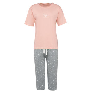 By Louise Women's Capri Short Pajama Set Soft Orange