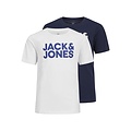 Jack & Jones Junior Jack & Jones Junior Jongens T-shirt SET JJECORP LOGO 2-Pack Wit / Blauw