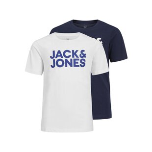 Jack & Jones Junior Jongens T-shirt SET JJECORP LOGO 2-Pack Wit / Blauw